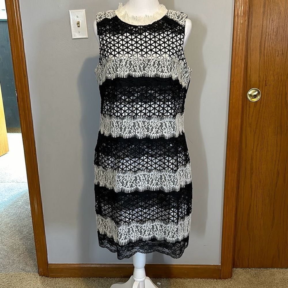 Badgley Mischka lace layered dress